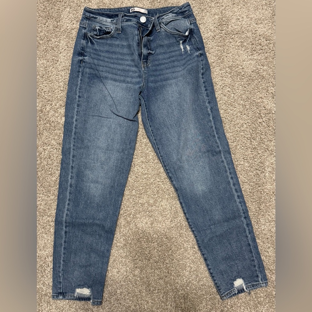 SO Blue Skinny Jeans with Casual Distressing
